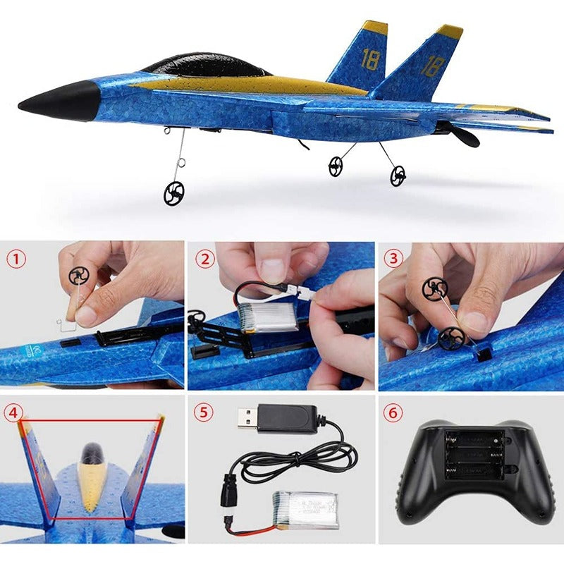 EPP Foam Jet Fighter Stunt RC Airplane with Automatic Balance System with LED Light (Random Colour) (Pack of 1)