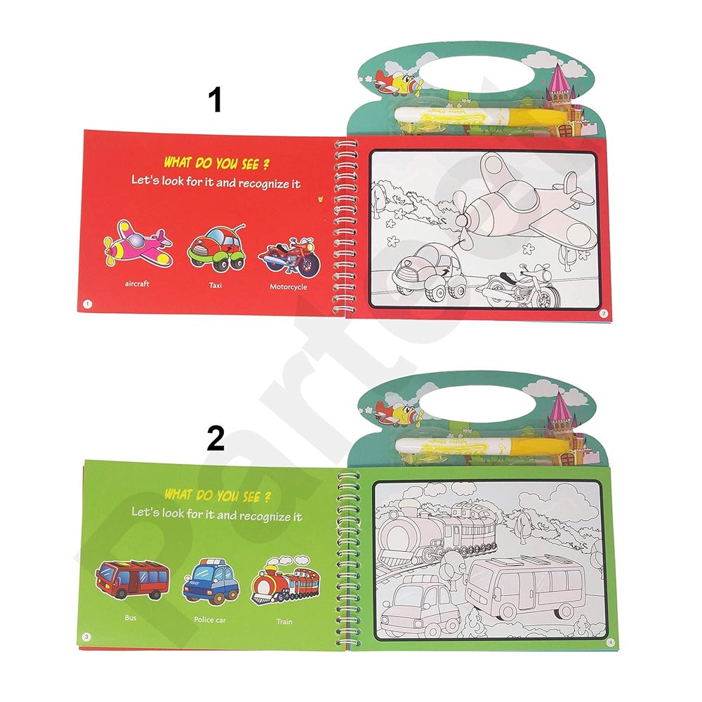 Reusable Magic Water Painting Book with Magic Doodle Pen (1Pc) (Assorted Character)