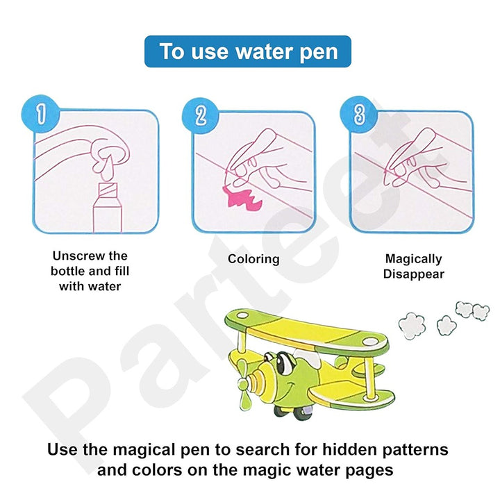 Reusable Magic Water Painting Book with Magic Doodle Pen (1Pc) (Assorted Character)