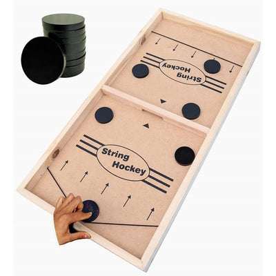 Fast Sling Puck Board String Hockey Game (58 cm, Brown)