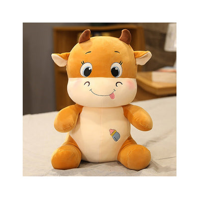 Cuddly Soft Cow Plush Toy Brown - Height 55 cm