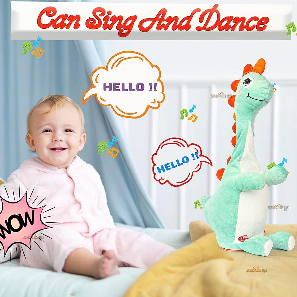 Dancing Dinosaur Plush Toy Wriggle & Singing Recording Repeat (Random Color Dispatch)