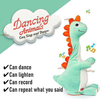 Dancing Dinosaur Plush Toy Wriggle & Singing Recording Repeat (Random Color Dispatch)