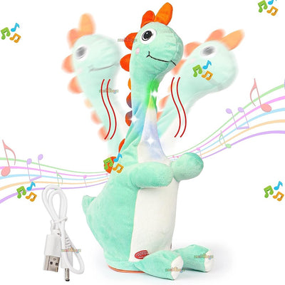 Dancing Dinosaur Plush Toy Wriggle & Singing Recording Repeat (Random Color Dispatch)