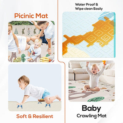 Foldable Reversible Waterproof Baby Play Mat - Large Size