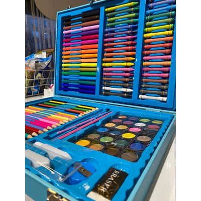 128-Piece Blue Painting Set in Portable Briefcase