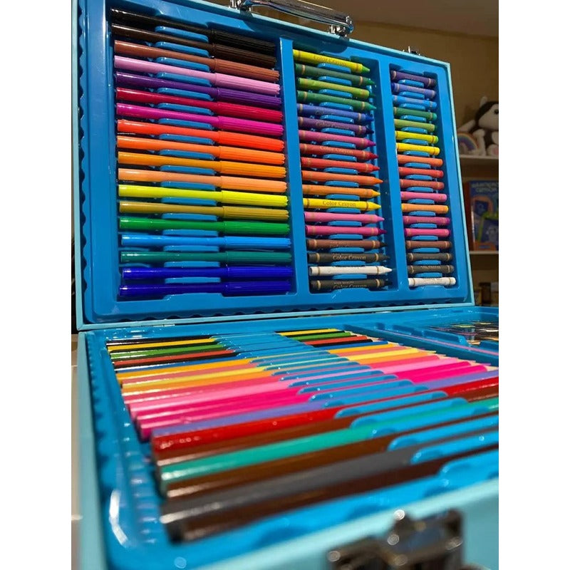 128-Piece Blue Painting Set in Portable Briefcase