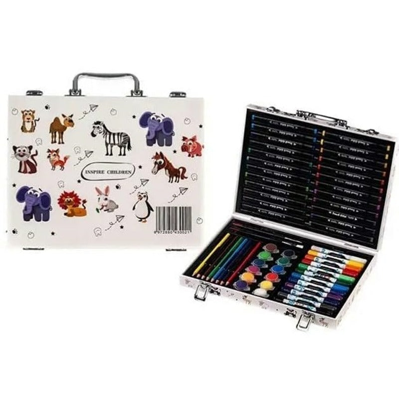 128-Piece Painting Set in White Portable Briefcase (White)