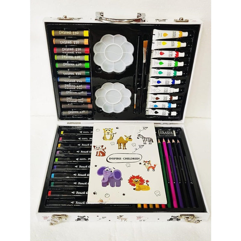 128-Piece Painting Set in White Portable Briefcase (White)