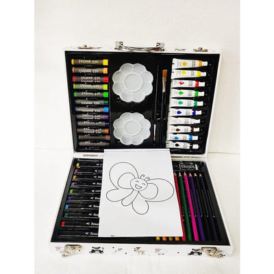 128-Piece Painting Set in White Portable Briefcase (White)