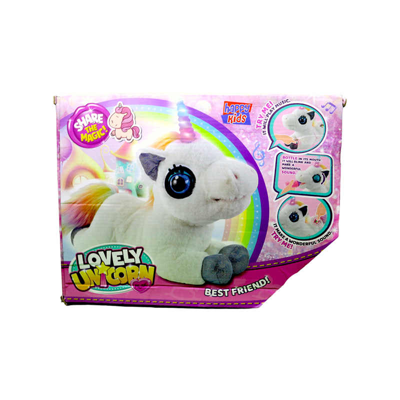 Musical Light-up Unicorn Stuffed Animal - Glowing Singing Plush Toy (White)