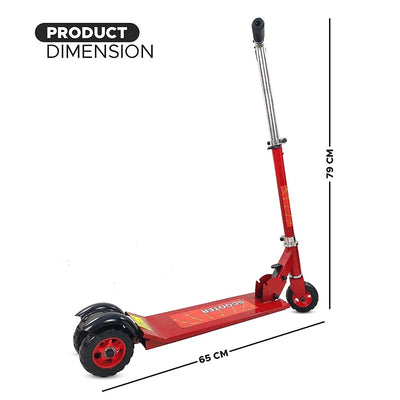 Sturdy 3-Wheel Kick Scooter for Kids with Adjustable Height (Red)