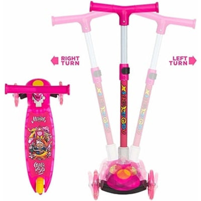 Smart Kids Kick Scooter: 3 Adjustable Heights | Foldable Design | Attractive PVC Wheels | Rear Brakes | Weight Capacity 40 kg | Pink