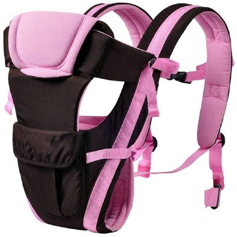 Versatile 4-in-1 Soft Baby Carrier: Comfortable Head Support & Buckle Straps (Pink)