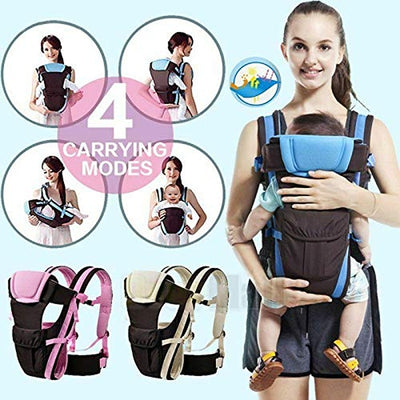 Versatile 4-in-1 Soft Baby Carrier: Comfortable Head Support & Buckle Straps (Pink)