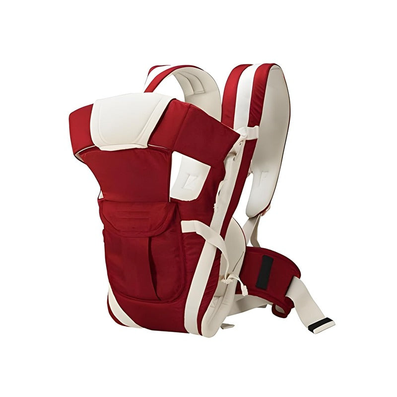 Premium 4-in-1 Baby Carrier: Comfortable Head Support & Buckle Straps (Red)