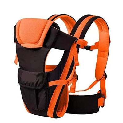 Versatile 4-in-1 Soft Baby Carrier with Comfortable Head Support & Buckle Straps (Orange)