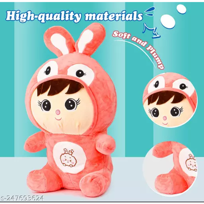 Cuddly Bunny Bliss: Baby Plush Soft Toy with Adorable Rabbit Ears (Pink)