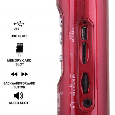 Versatile Handheld Wireless Karaoke Mic: Multi-Function Bluetooth Singing Mike with Microphone Speaker for All Smartphones (Red)