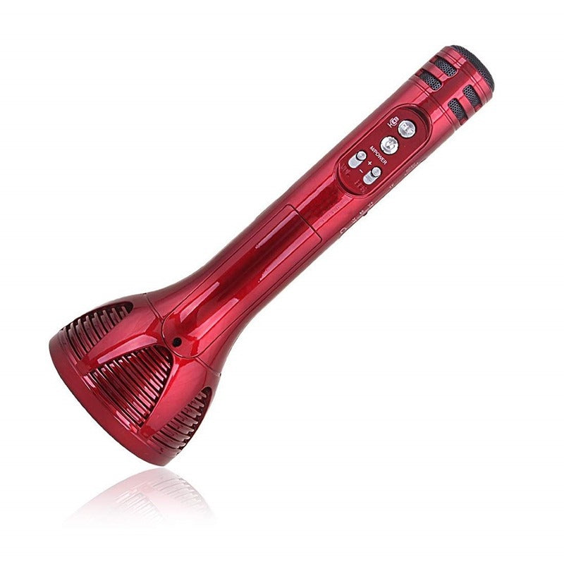 Versatile Handheld Wireless Karaoke Mic: Multi-Function Bluetooth Singing Mike with Microphone Speaker for All Smartphones (Red)