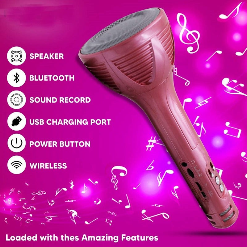 Harmony Hub: Handheld Wireless Karaoke Mic - Multi-Function Bluetooth Singing Device with Microphone Speaker (Pink)