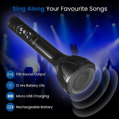 Starstruck Sounds: Handheld Wireless Karaoke Mic - Multi-Function Bluetooth Singing Magic with Microphone Speaker (Black)