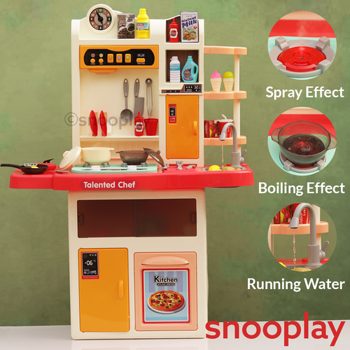 Talented Chef Spraying Kitchen Set with Simulation of Spray, Boiling & Water Function - 74 Pieces (3-6 Years)
