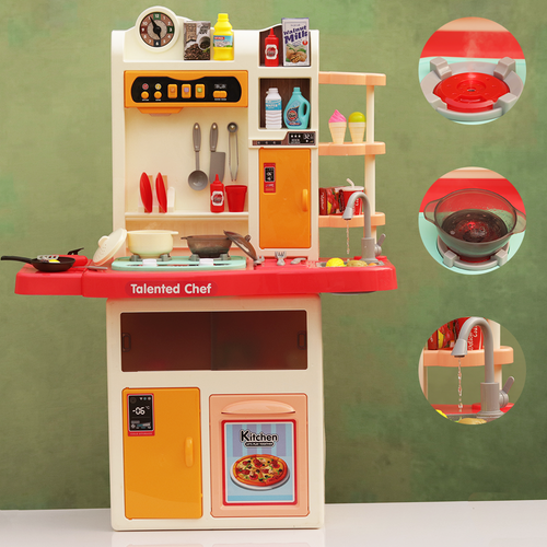 Talented Chef Spraying Kitchen Set with Simulation of Spray, Boiling & Water Function - 74 Pieces (3-6 Years)