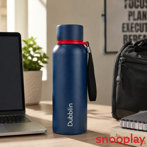 Dubblin Tango Insulated Stainless Steel Water Bottle - 550ml | Keeps Water Hot & Cold - Dark Blue