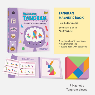 Tangram Treasures Magnetic Puzzles Delight (7 Tangram Pieces, 1 Puzzle Book)