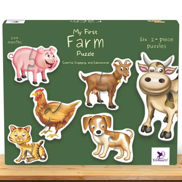 Toykraft My First Farm Animal 2-Piece Floor Puzzles – Chunky, Educational Toddler Puzzles