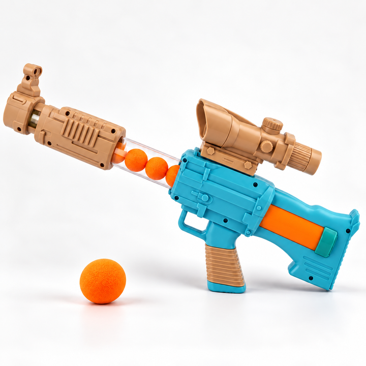 Chanak Space Explorer Pneumatic Blaster Includes 24 Soft Balls - Grey & Blue
