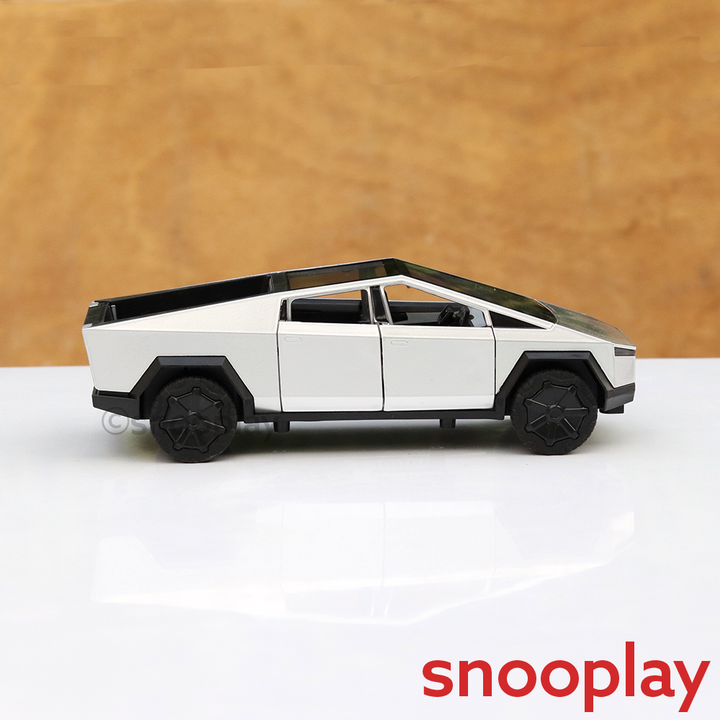 Resembling Diecast Tesla Cybertruck Pullback Car with Small ATV Bike | Sound & Light | 1:24 Scale (3 Years till Grown Ups) - Brown