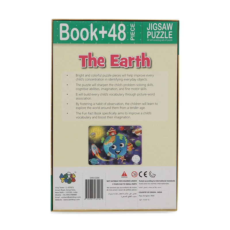 The Earth - Jigsaw Puzzle (48 Piece + Educational Fun Fact Book Inside)