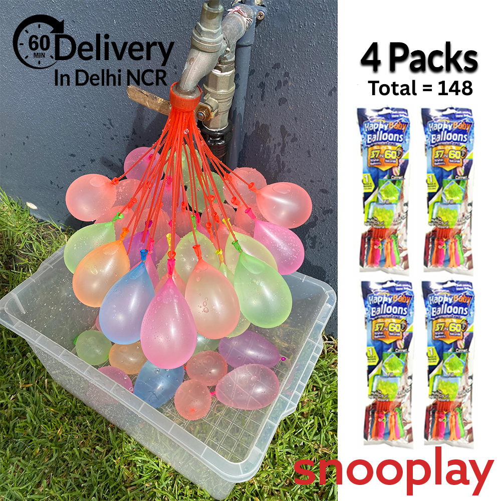 Pack of 4 Fill and Tie 37 Water Balloons in 60 Seconds Self Sealing Water Balloons (Total 148 Balloons)