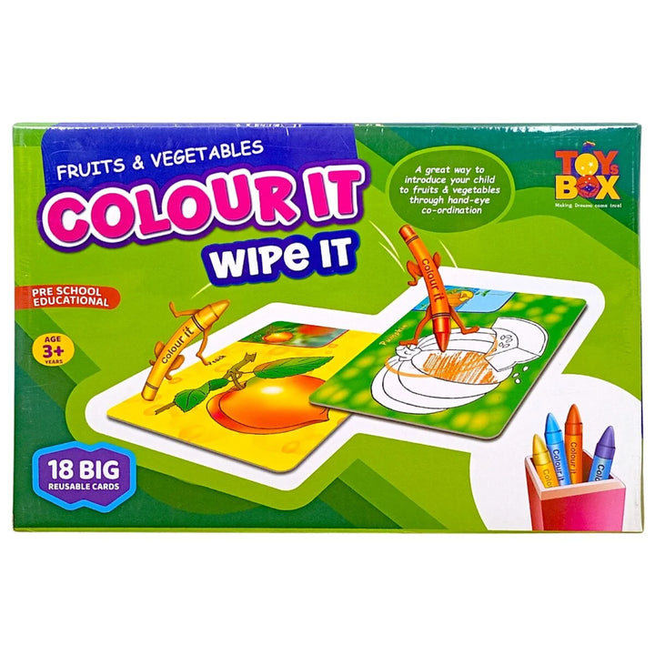 Ratna's Color It – Wipe It | Fruits & Vegetables | 18 Reuseable Cards