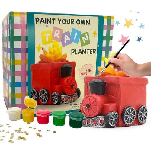 Craftopedia Paint Your Own Train Planter - Fun & Sustainable Craft Kit (4-8 Years)
