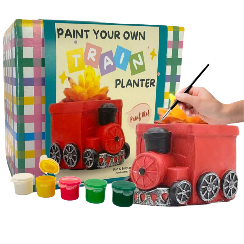 Craftopedia Paint Your Own Train Planter - Fun & Sustainable Craft Kit (4-8 Years)