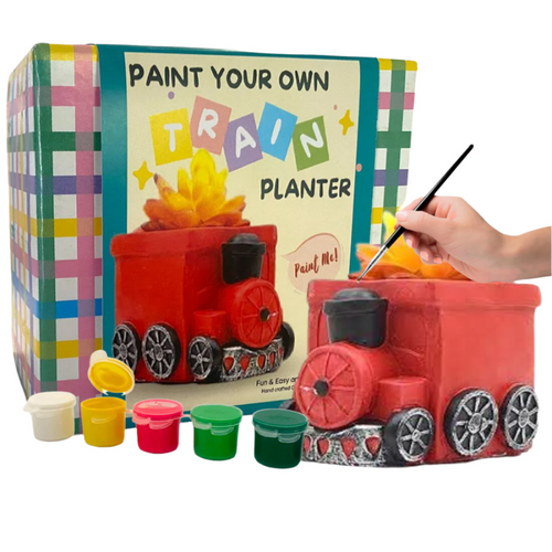 Craftopedia Paint Your Own Train Planter - Fun & Sustainable Craft Kit (4-8 Years)
