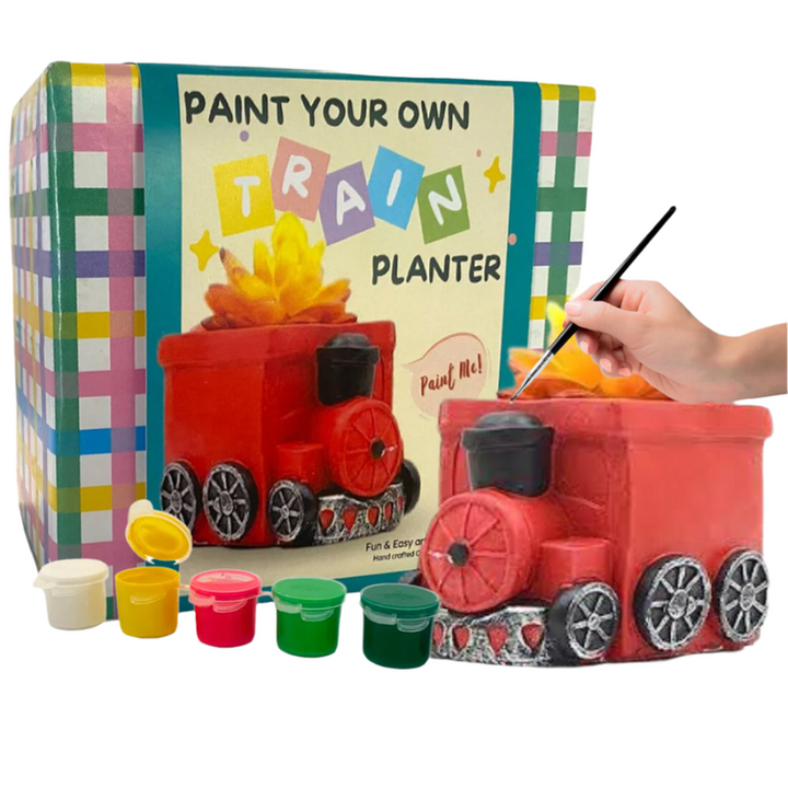 Craftopedia Paint Your Own Train Planter - Fun & Sustainable Craft Kit (4-8 Years)