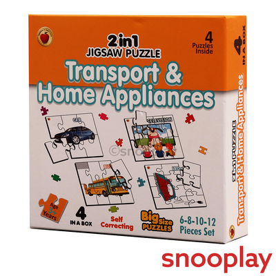 2 in 1 Jigsaw Puzzle Transport & Home Appliances Big Size (36 - PCS)