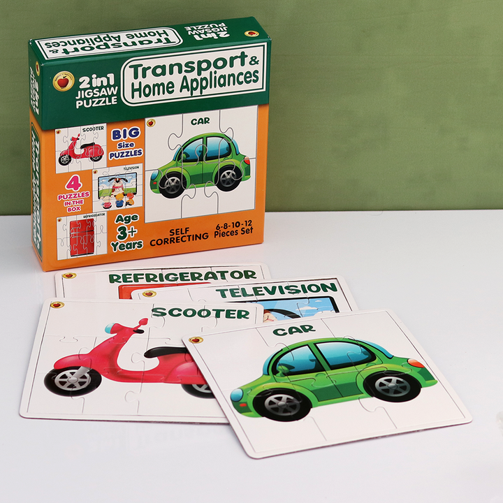 Applefun 'n' learn 2 in 1 Jigsaw Puzzle - Transport & Home Appliances - 36 Pieces (3-4 Years)