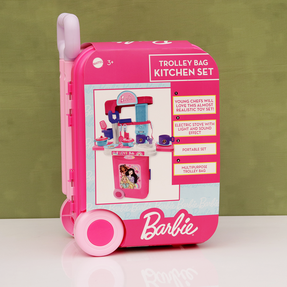 Original Licensed Barbie Trolley Kitchen Set - 21 Pieces (3-8 Years)