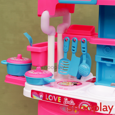 Original Licensed Barbie Trolley Kitchen Set - 21 Pieces (3-8 Years)