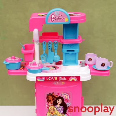 Original Licensed Barbie Trolley Kitchen Set - 21 Pieces (3-8 Years)