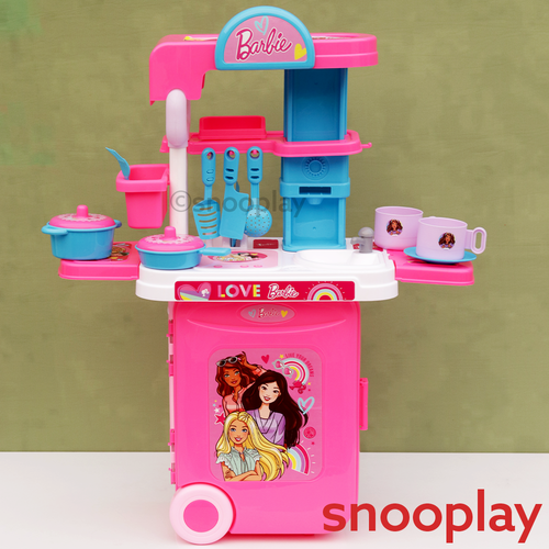 Mattel Original Licensed Barbie Trolley Kitchen Set - 21 Pieces (3-8 Years)