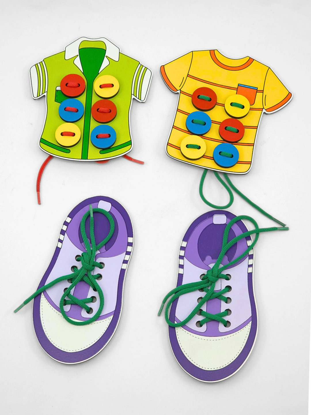 UATOYS Wooden Shoe & Cloth Lacing Activity for Kids (2-5 Years)