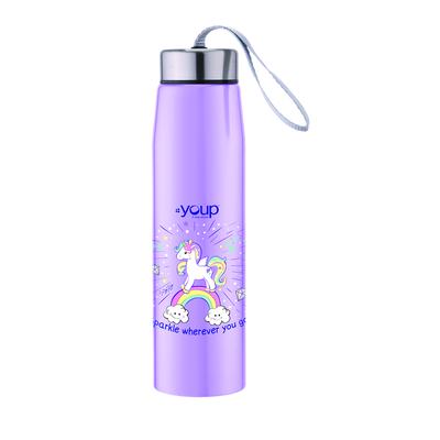 Youp Stainless steel insulated purple color Unicorn kids water bottle ABBY - 500 ml