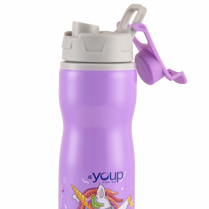 Youp Stainless steel purple color Unicorn kids water bottle BINGO - 750 ml