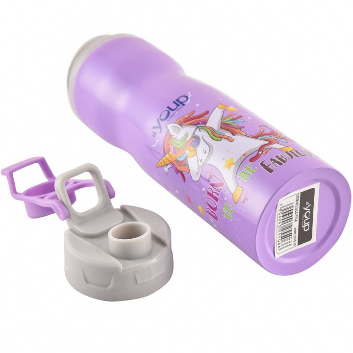 Youp Stainless steel purple color Unicorn kids water bottle BINGO - 750 ml